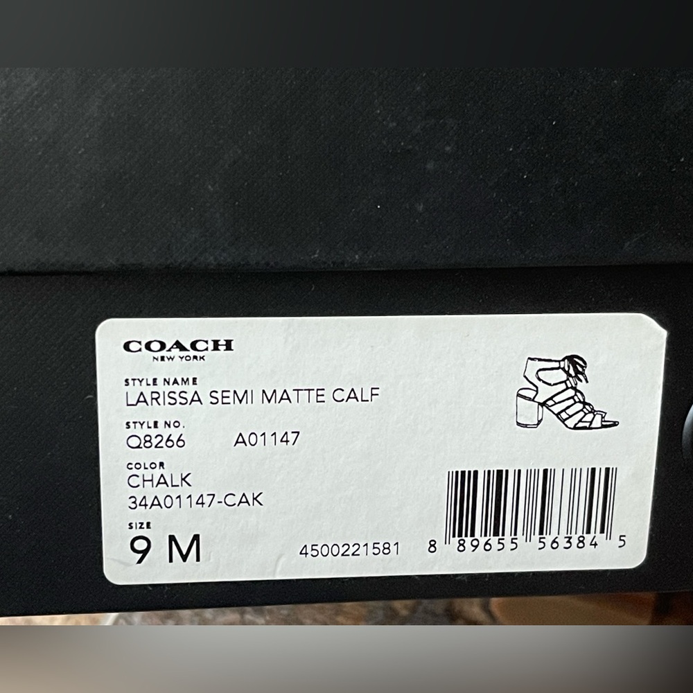 Coach Larissa Semi Matte Calf Sandals- Chalk, Women’s Size 9 - Picture 11 of 11
